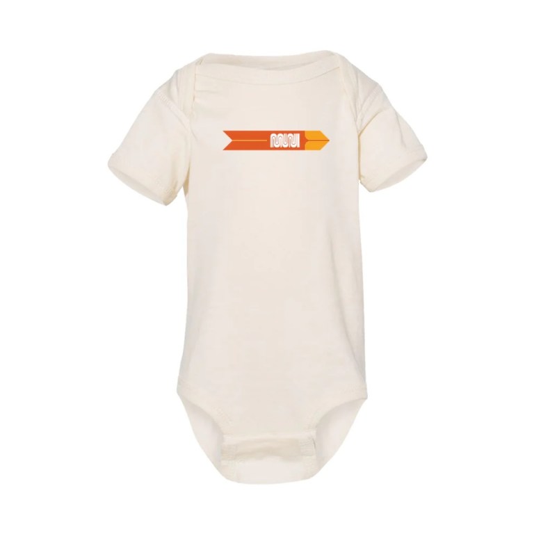 An older version of the SFMTA's worm logo on a child's onesie