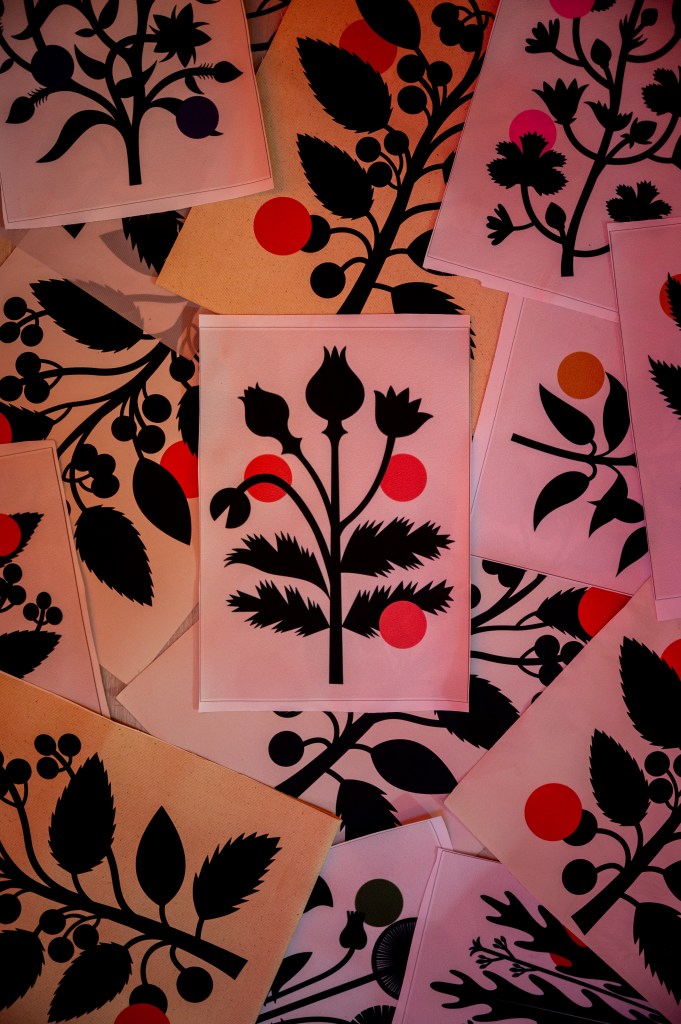 Olive tree elements painted by Agostino Iacurci