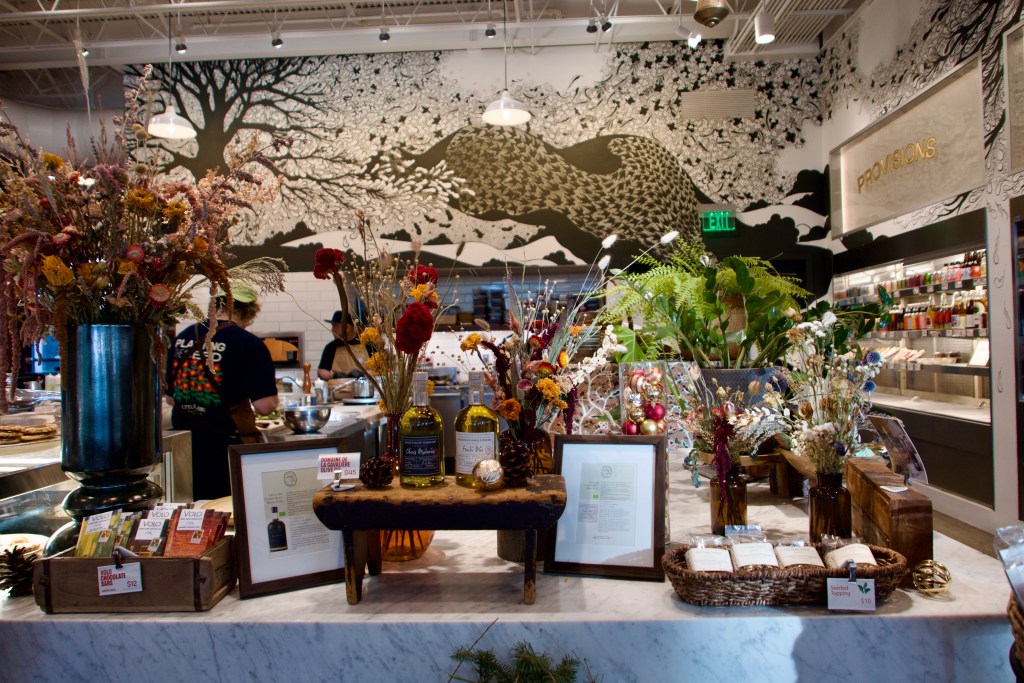 pantry goods displayed on a marble counter