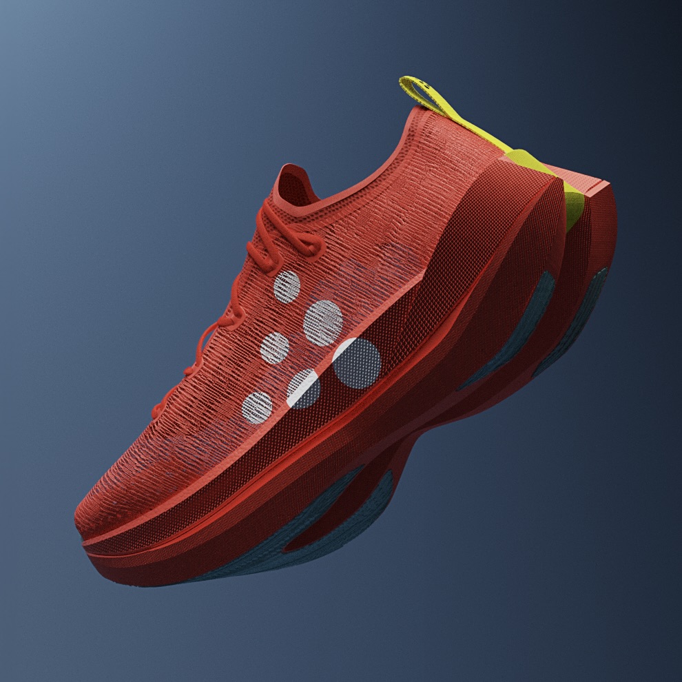 A pair of red Craft Kype Pro shoes, featuring six dots on the side