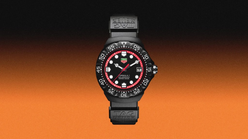 Tag Heur's new Solargraph F1 watch, black with red markers