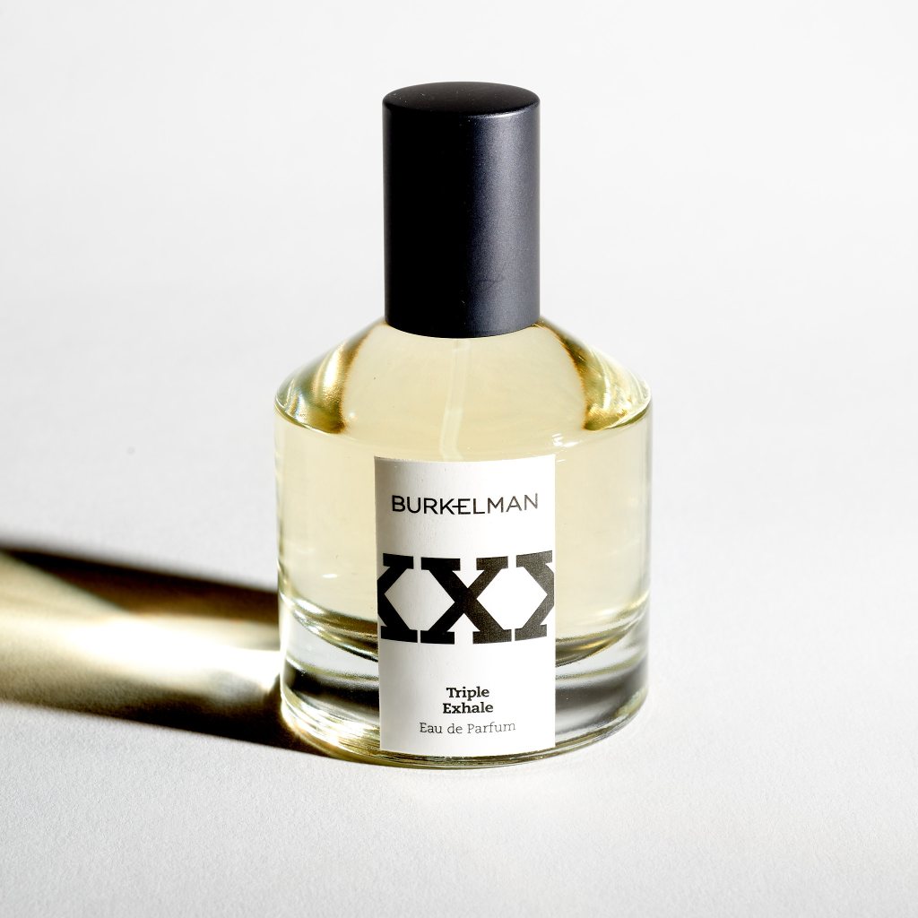 A bottle of Burkelman's XXX Triple Exhale eau de parfun