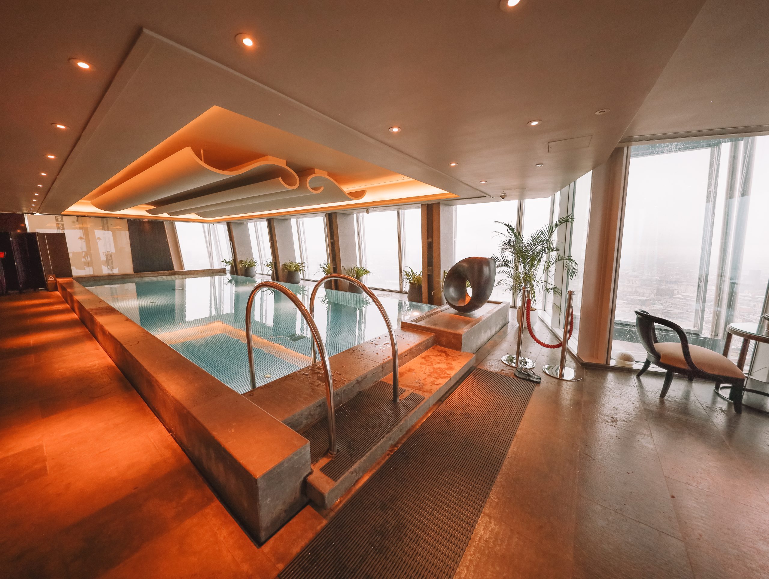 A photo of the Shangri-La pool shot from the corner ladder.