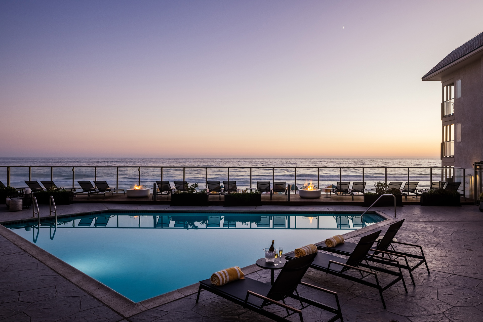 Beach Terrace pool in the evening