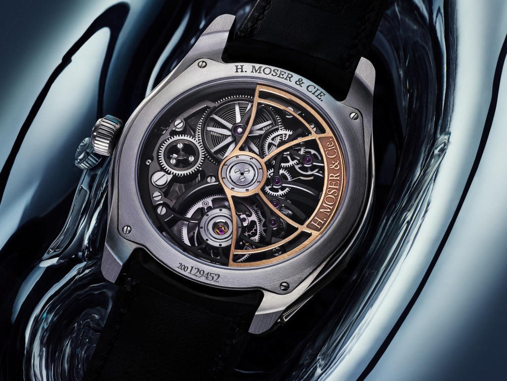 A close up view of a watch from the Bucherer Masterworks collection.