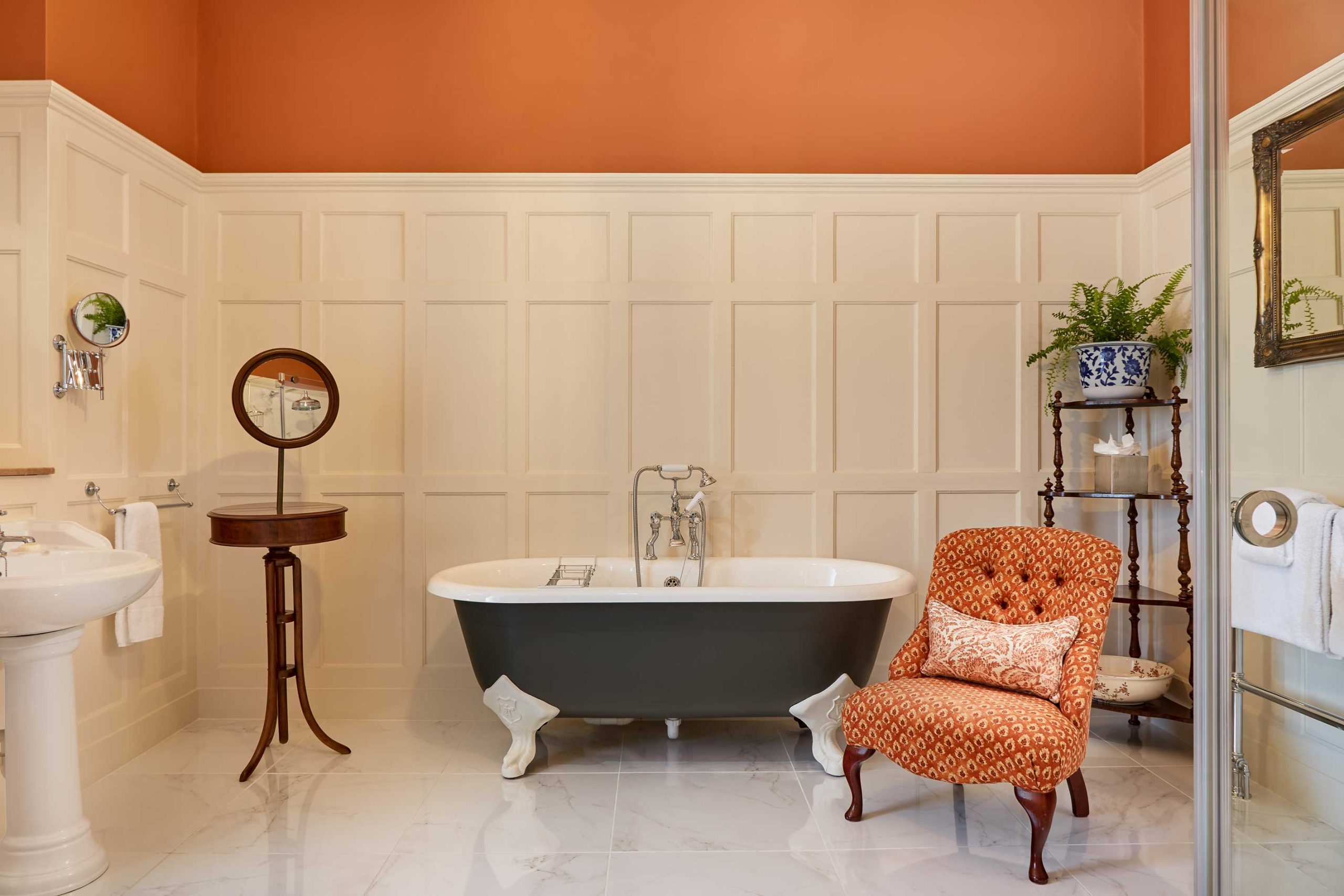 A guest bathroom at Glenapp Castle.
