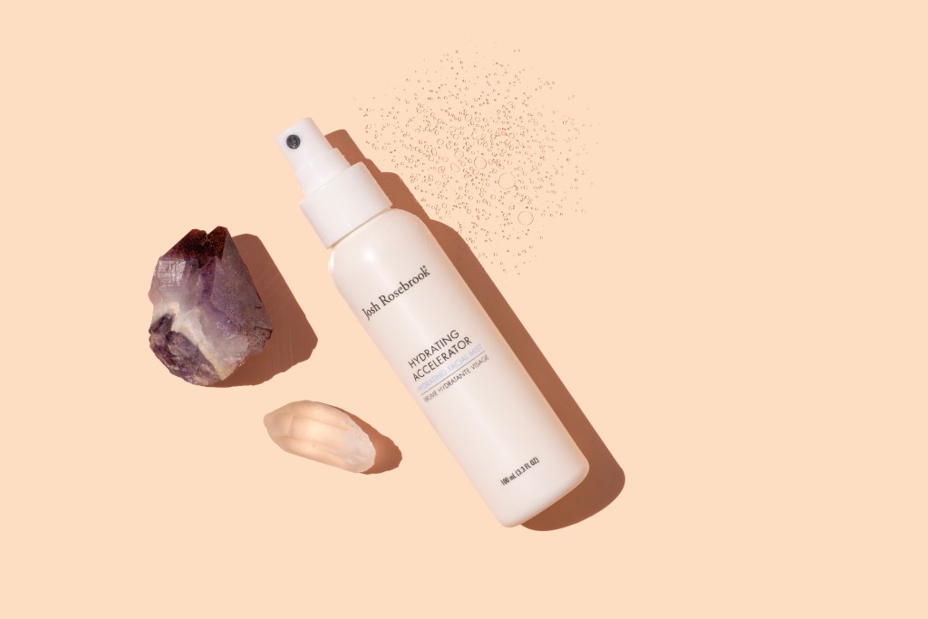 Josh Rosebrook Hydrating Accelerator on a peach background.