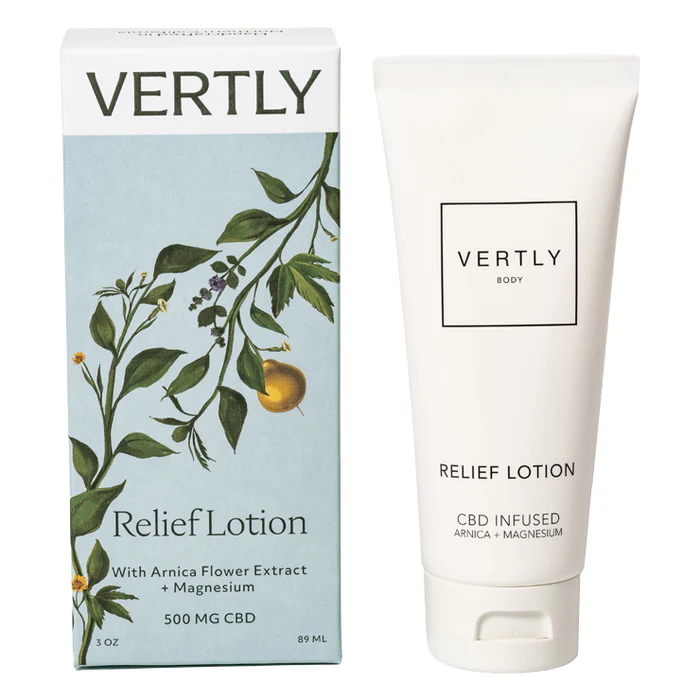 Vertly Relief Lotion on a white background.