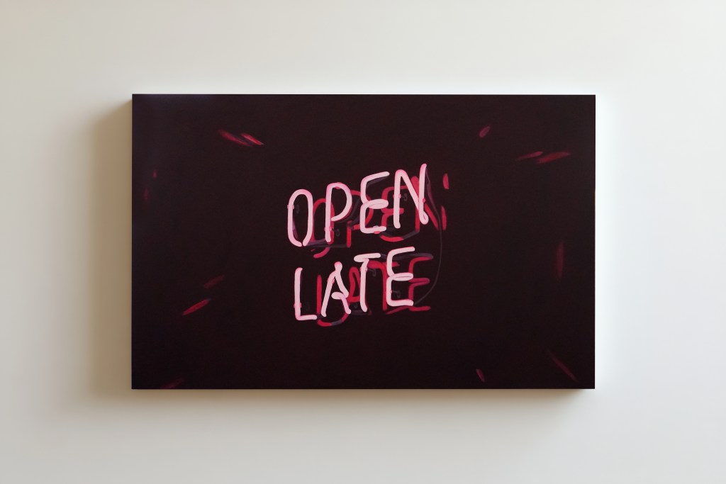 Open Late, a neon sign painting by Katherine McMahon.