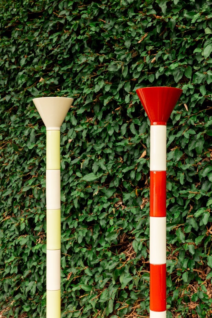 Adélie Ducasse’s Ceramic Totem, two sculptural lamps made of colorful stacked ceramic pieces.