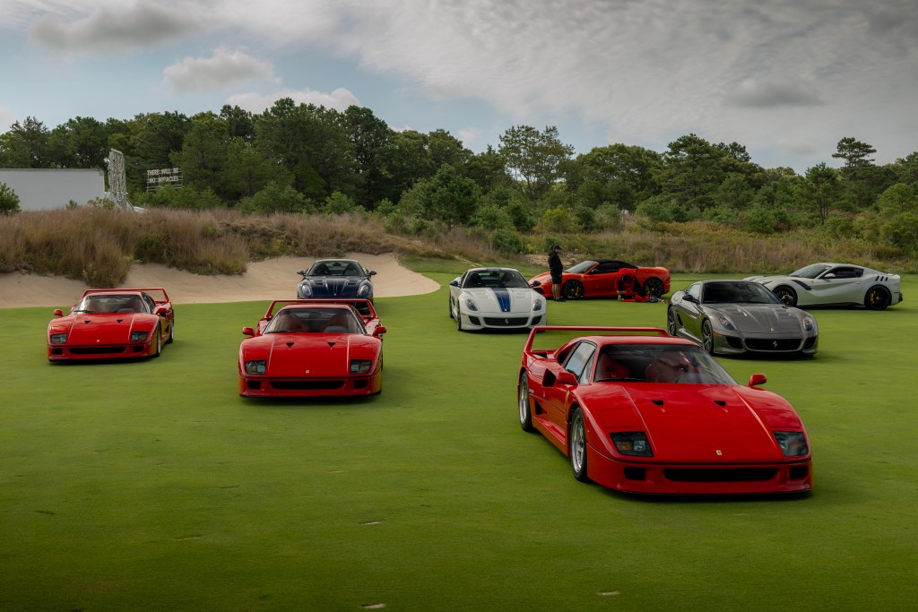 A group of luxury cars at The Bridge IX parked on grass.