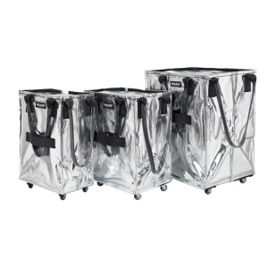 Three sizes of Hulkens folding tote with wheels