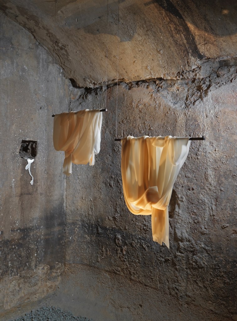 A wax sculpture by Juliette Minchin at her exhibition at Zeyrek Cinili Hamam.