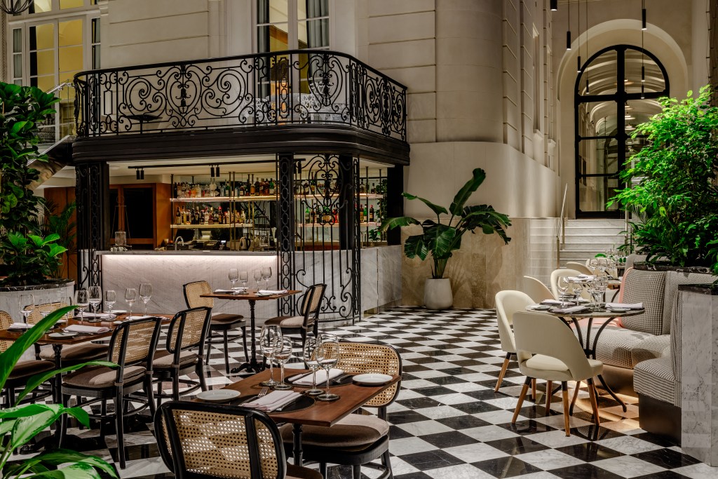 The Atrium at Recoleta Grand Hotel in Buenos Aires.