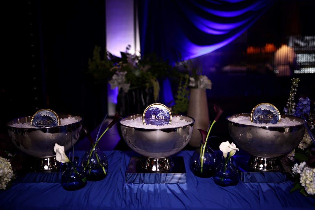 The Only Caviar display at an exclusive cocktail soirée hosted by Amex and Aaron Paul with The Only Caviar at 1850 by American Express at Aria Resort & Casino in Las Vegas.
