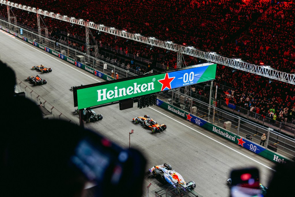A view of the Las Vegas Grand Prix from the Heneken Bar.
