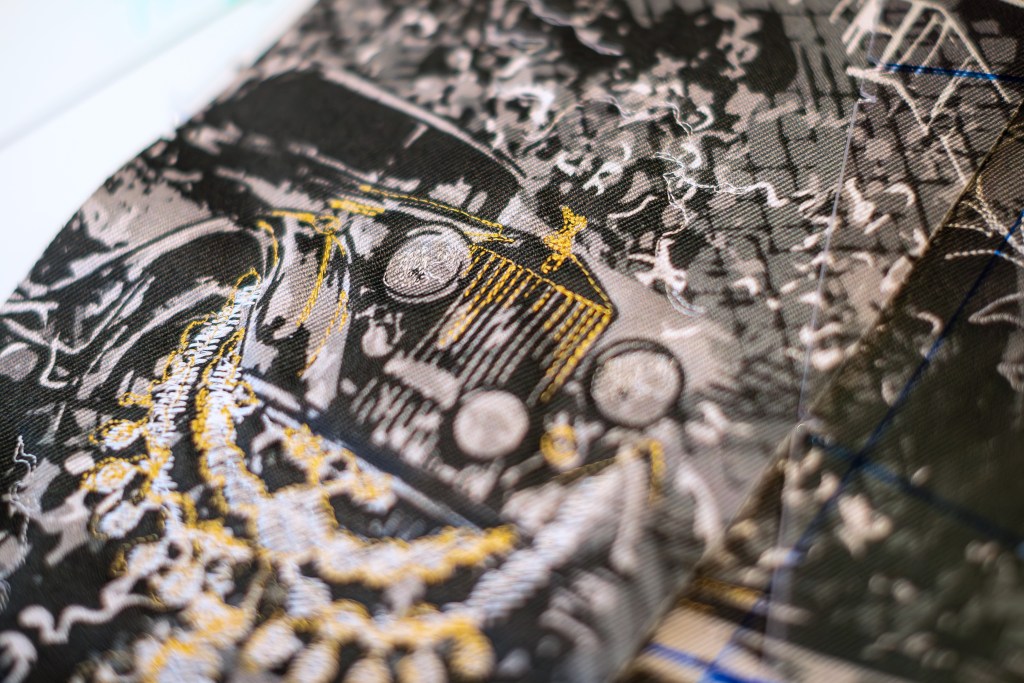 Rolls-Royce couture fabric embroidery is shown