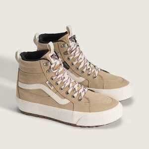 A pair of Vans's sk8hi waterproof, insulated shoes in tan