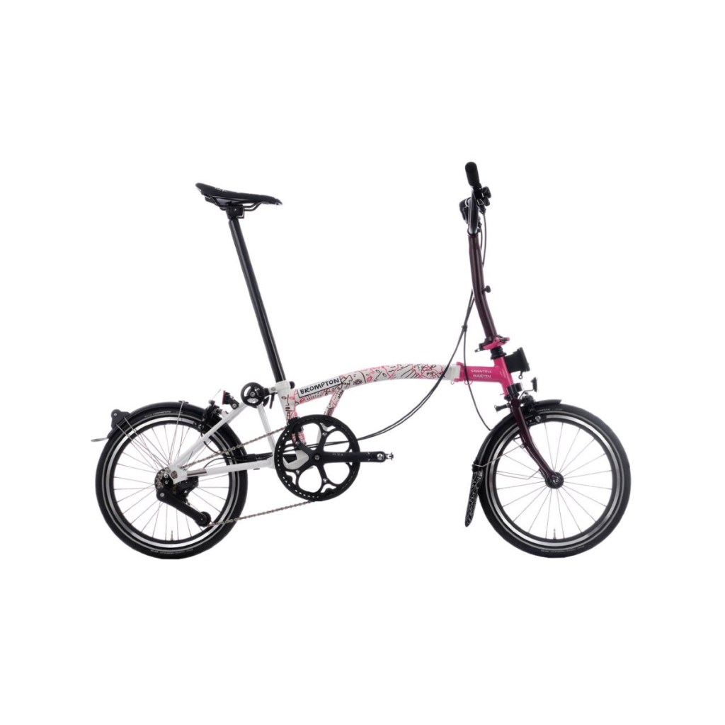 A side view of the Brompton X Shantell Martin P Line - 4-speed bicycle