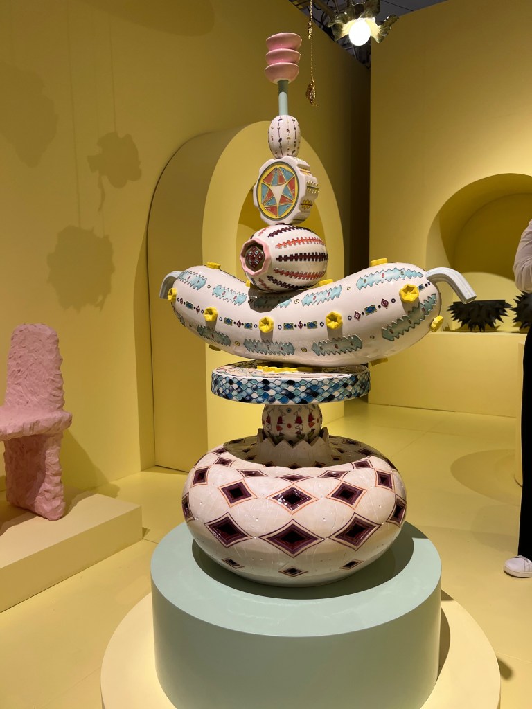 Bethan Laura Wood's abstract ceramic pickle totem at Miami Design.