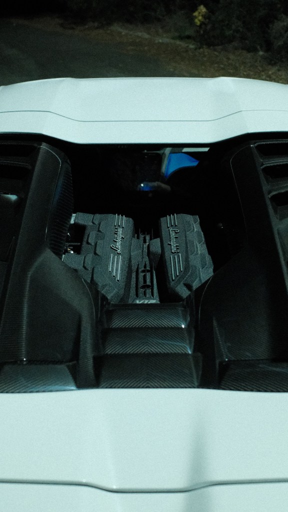 The engines of a Lamborghini Revuelto.