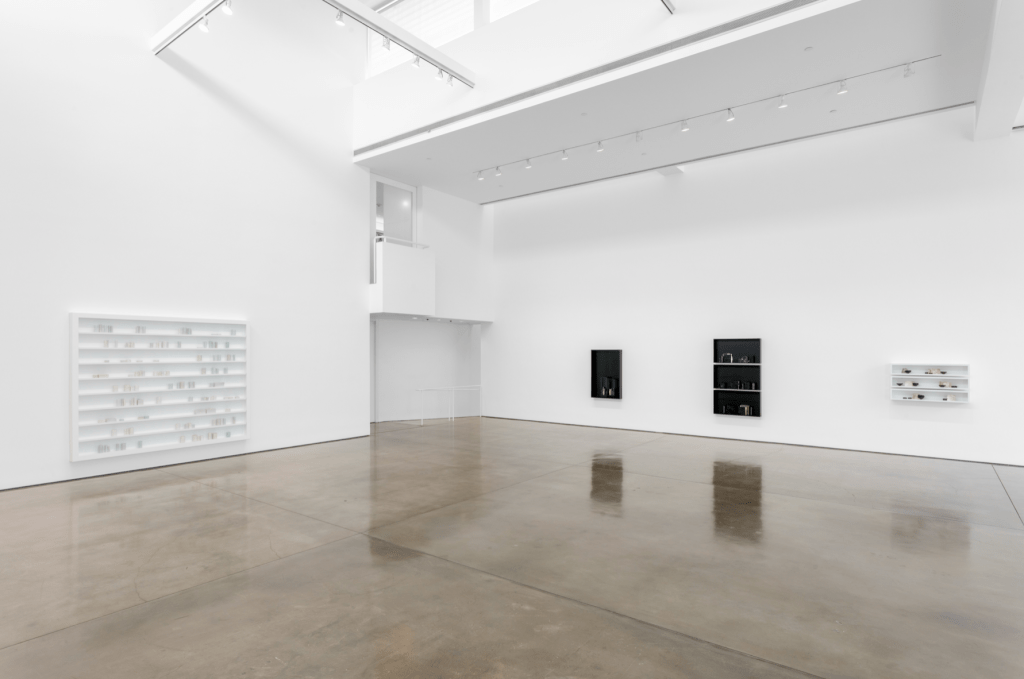 An interior gallery at Gagosian featuring artworks by Edmund de Waal.