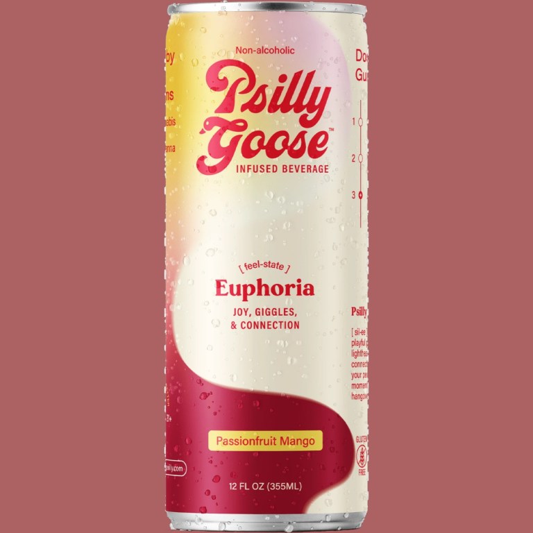 A can of Psilly Goose Euphoria on a plain background