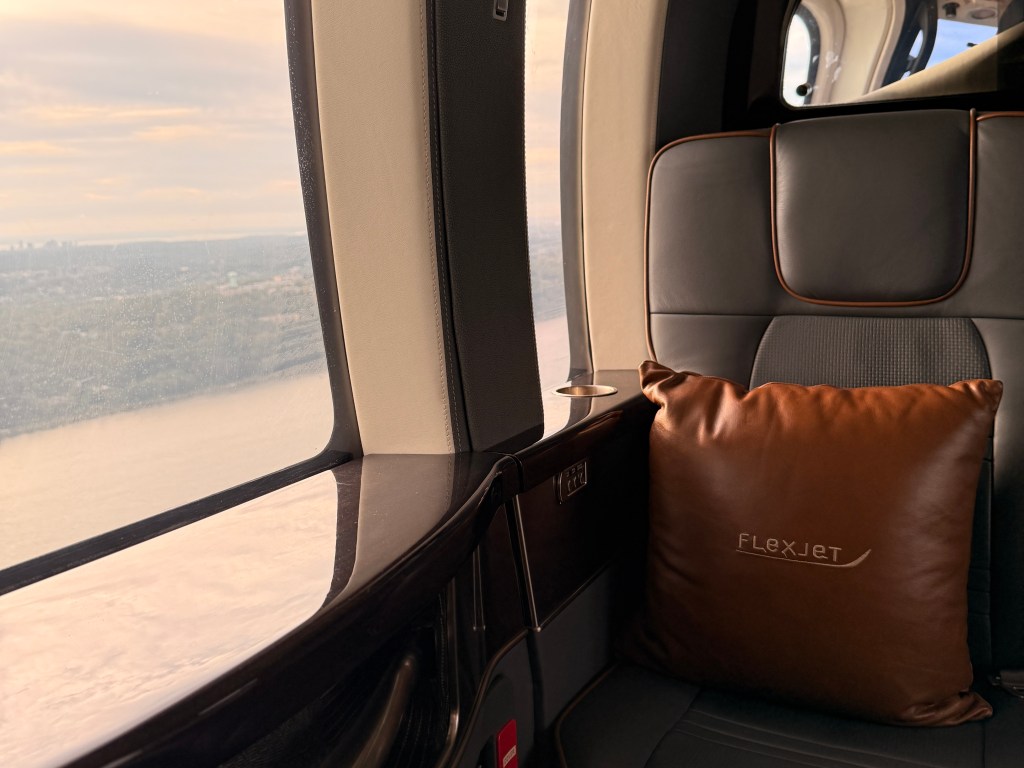The NY skyline as seen from inside a Flexjet helicopter