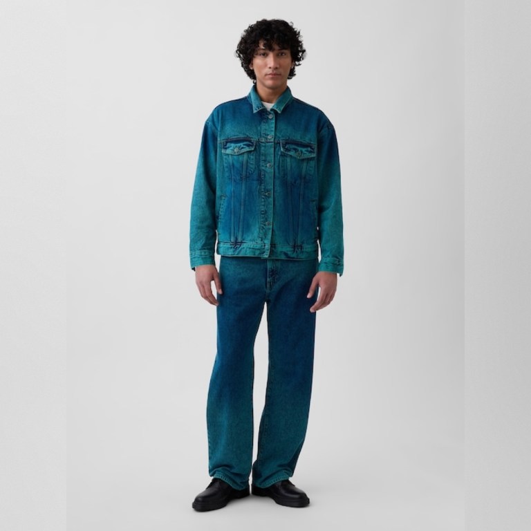 Gap × HFR Oversized Icon Denim Jacket by IGDALYAH worn on a male model on a plain background