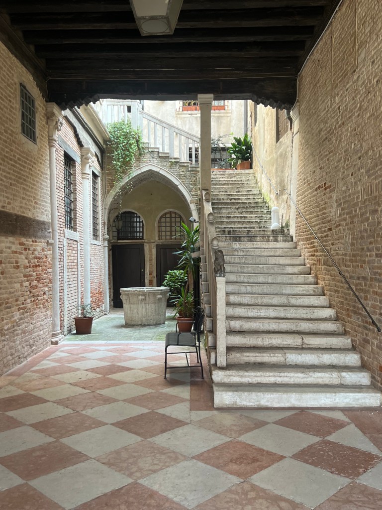 The stone steps at the Tommaso Calabro gallery in Venice. 