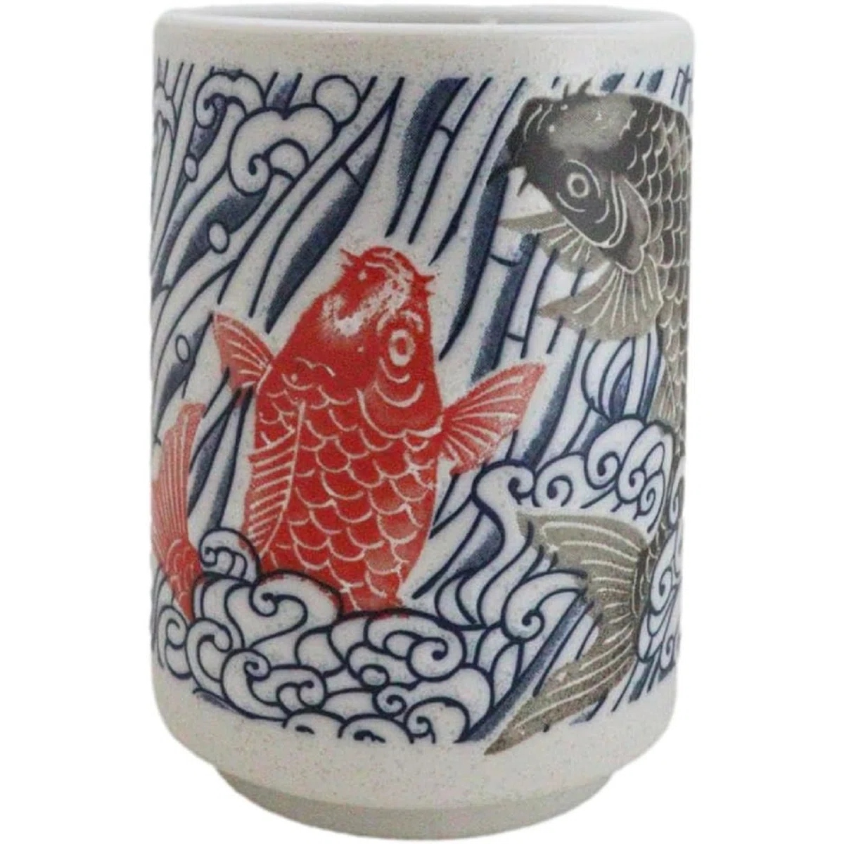 Yin Yang Red Black Koi Fishes By Waterfall Yunomi Tea Cups—3
