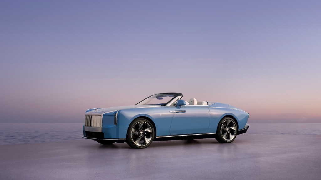The exterior front and side angle of the Rolls-Royce Nightingale Coachbuild Collection