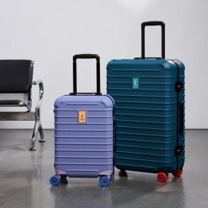 Cotopaxi's Coraza carry on (in Aster) and check in bag (in Blue Spruce)