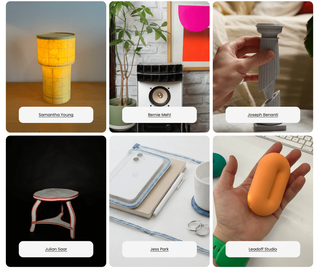 A selection of six different objects in the American Design Club's One Night Stand collection