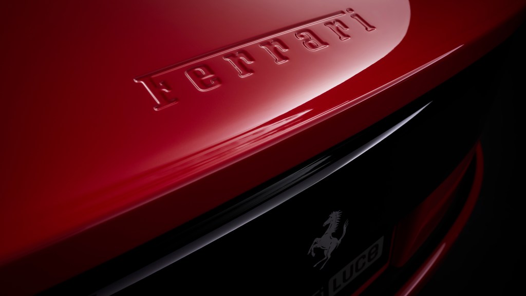 The long F Ferrari logo comes either de-bossed (as shown here) or in the traditional application