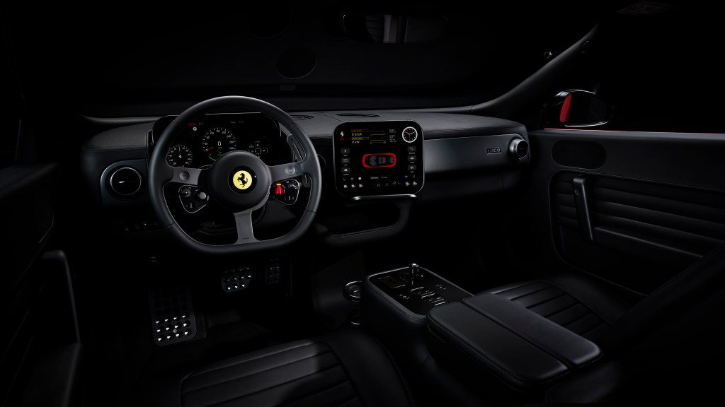 The interior of the Ferrari Luce cockpit