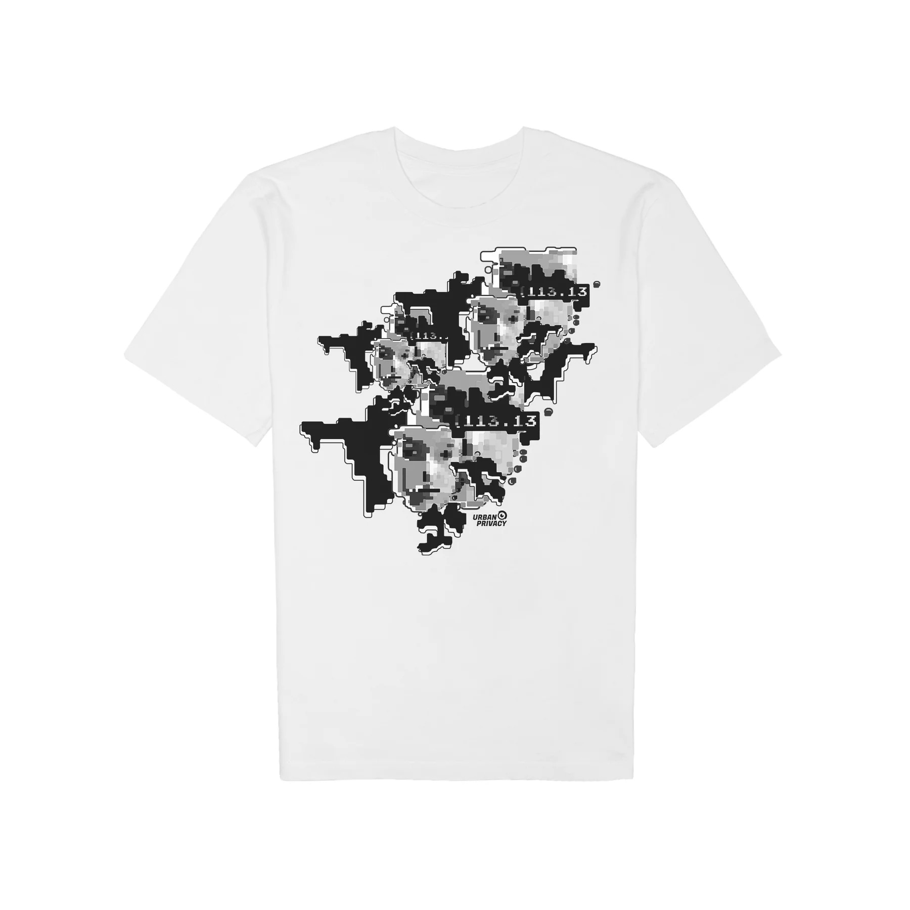 urban_privacy_Tshirt-gegen-gesichtserkennung-Faception-Gesichter-weiss-Vorderseite-slimfit-flatlay