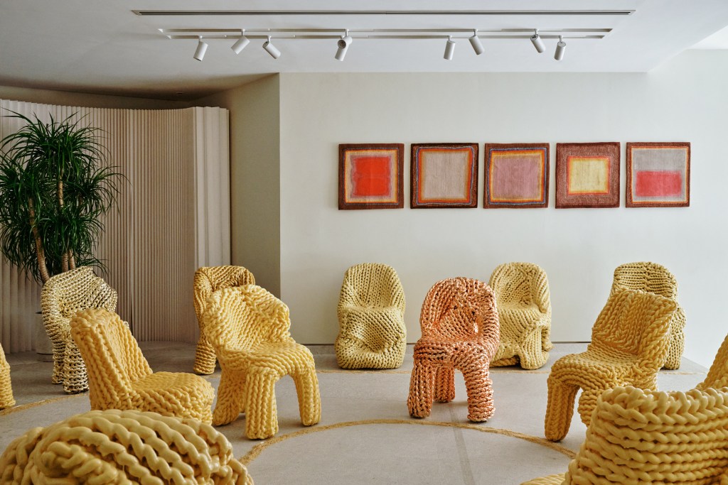 An installation view of Sequence - A Listening Room featuring chairs designed by Kwangho Lee.