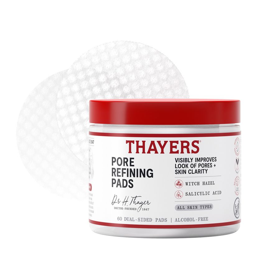 A jar of Thayers Pore Refining Pads on a plain background