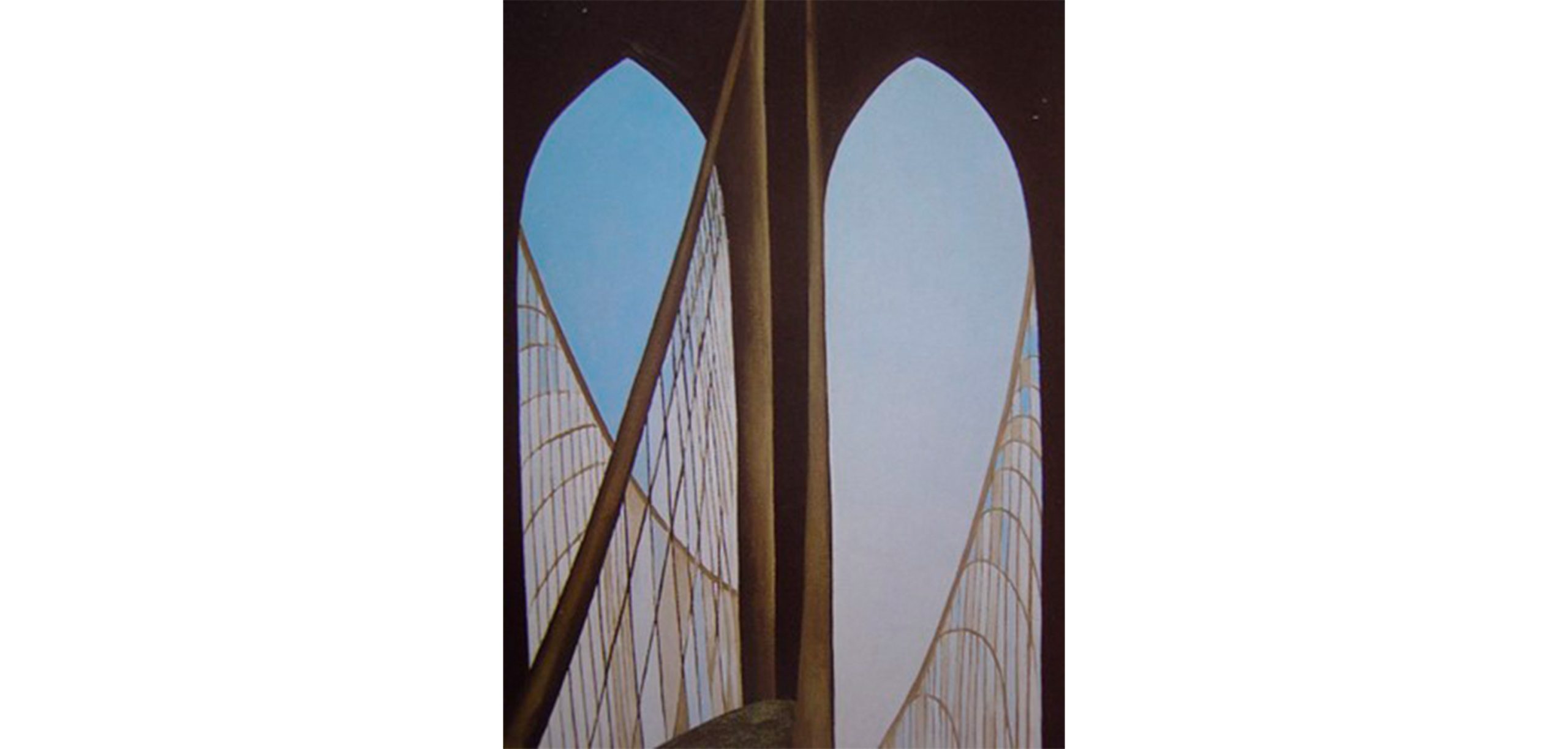 A Georgia O'Keeffe painting of details of the Brooklyn Bridge.