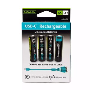 A box of Voyager AA USB-C rechargeable batteries