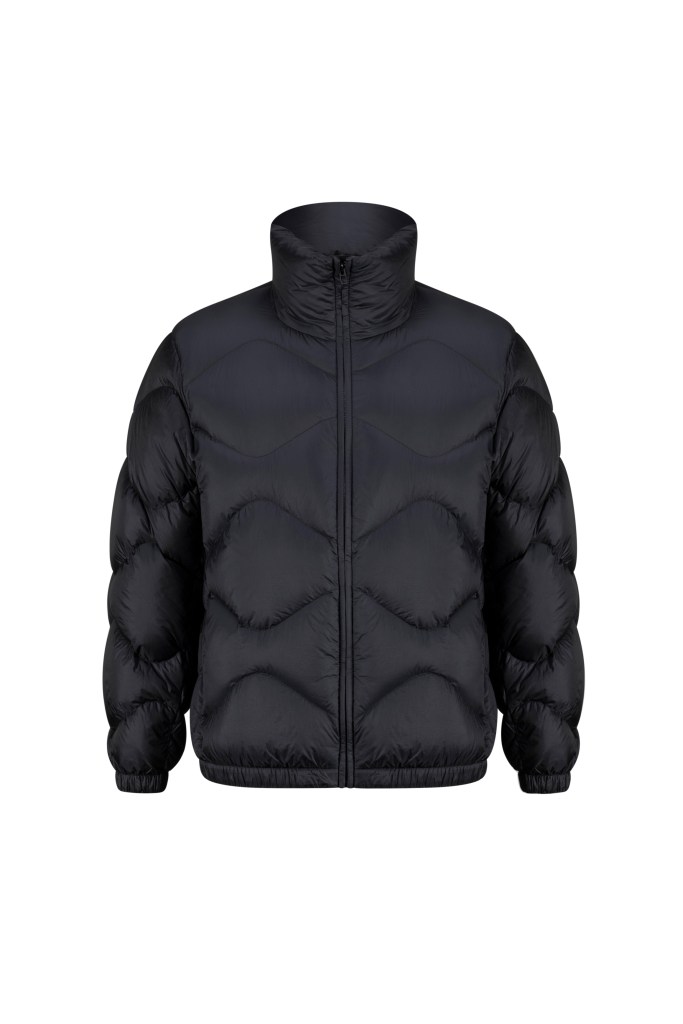 A black lululemon Featherweight Stand Neck Quilted Puffer on a white background.