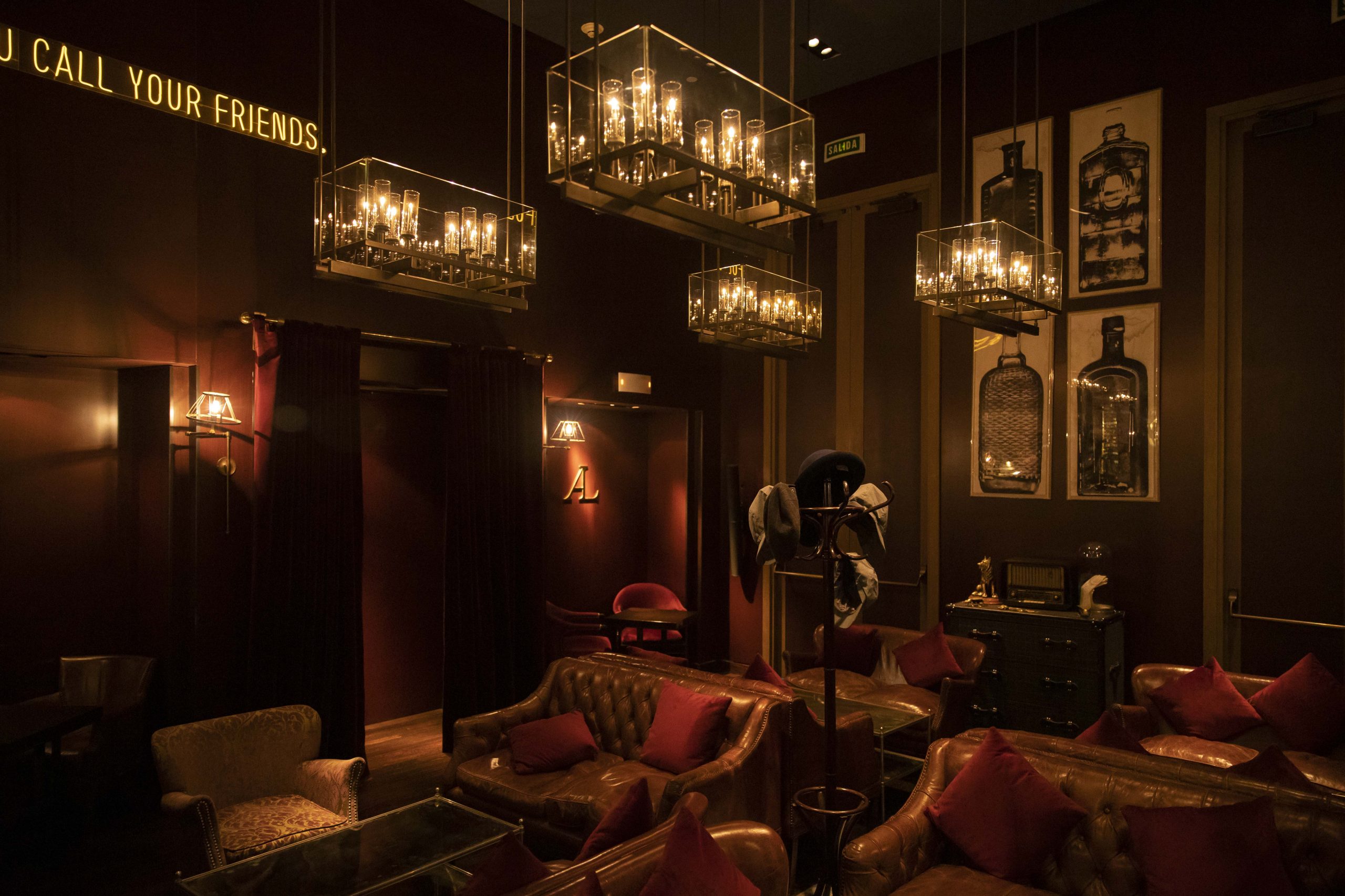 A dark room at Alphonse Speakeasy at the Westin Lima.