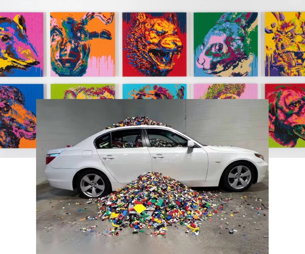 AI Weiwei's BMW art car is covered with Lego bricks